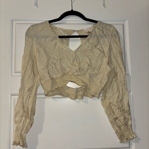 Satin cropped long sleeve shirt